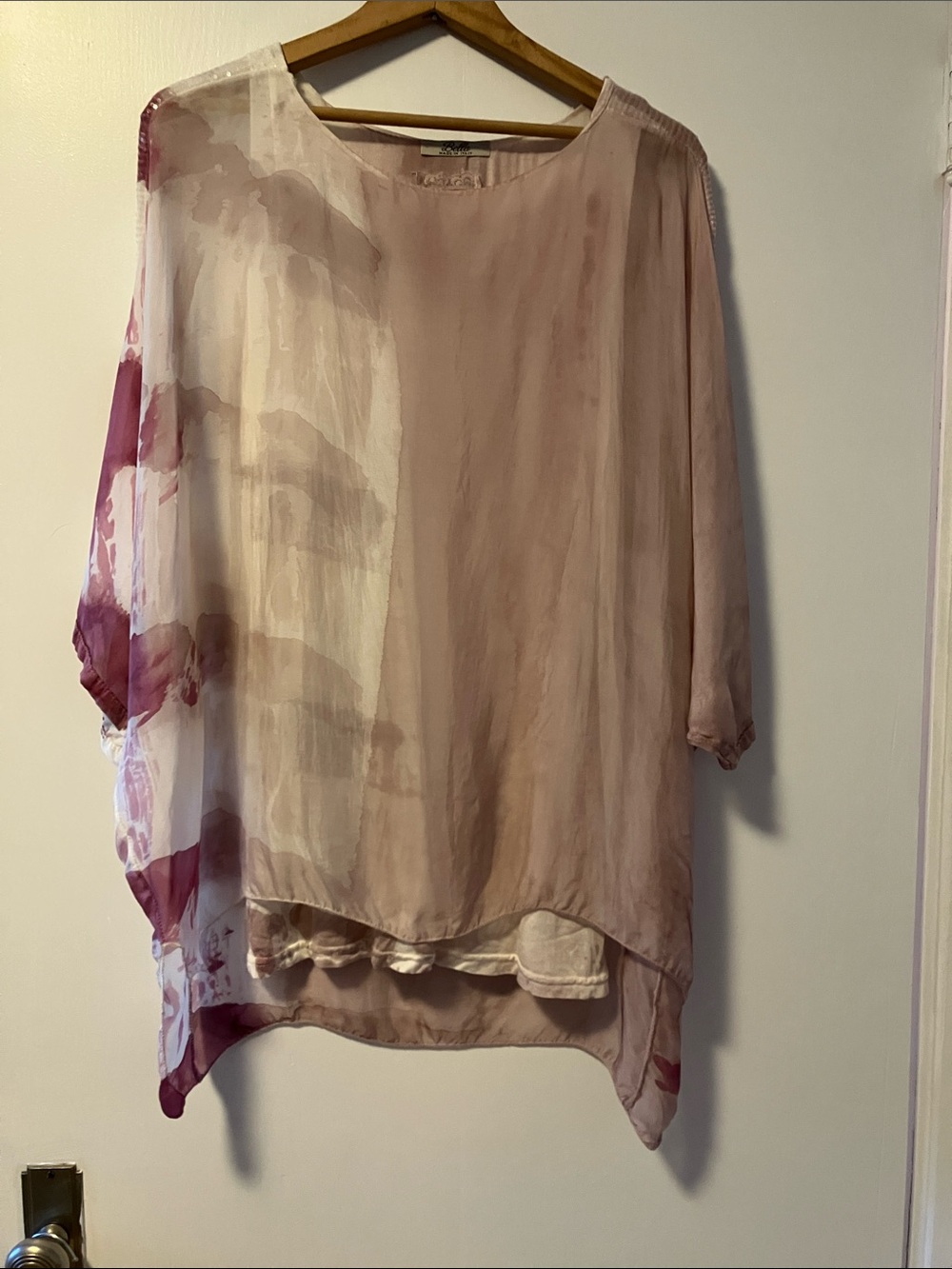 Bella Dusty Rose & Magenta Watercolor Asymmetric Tunic Made in Italy